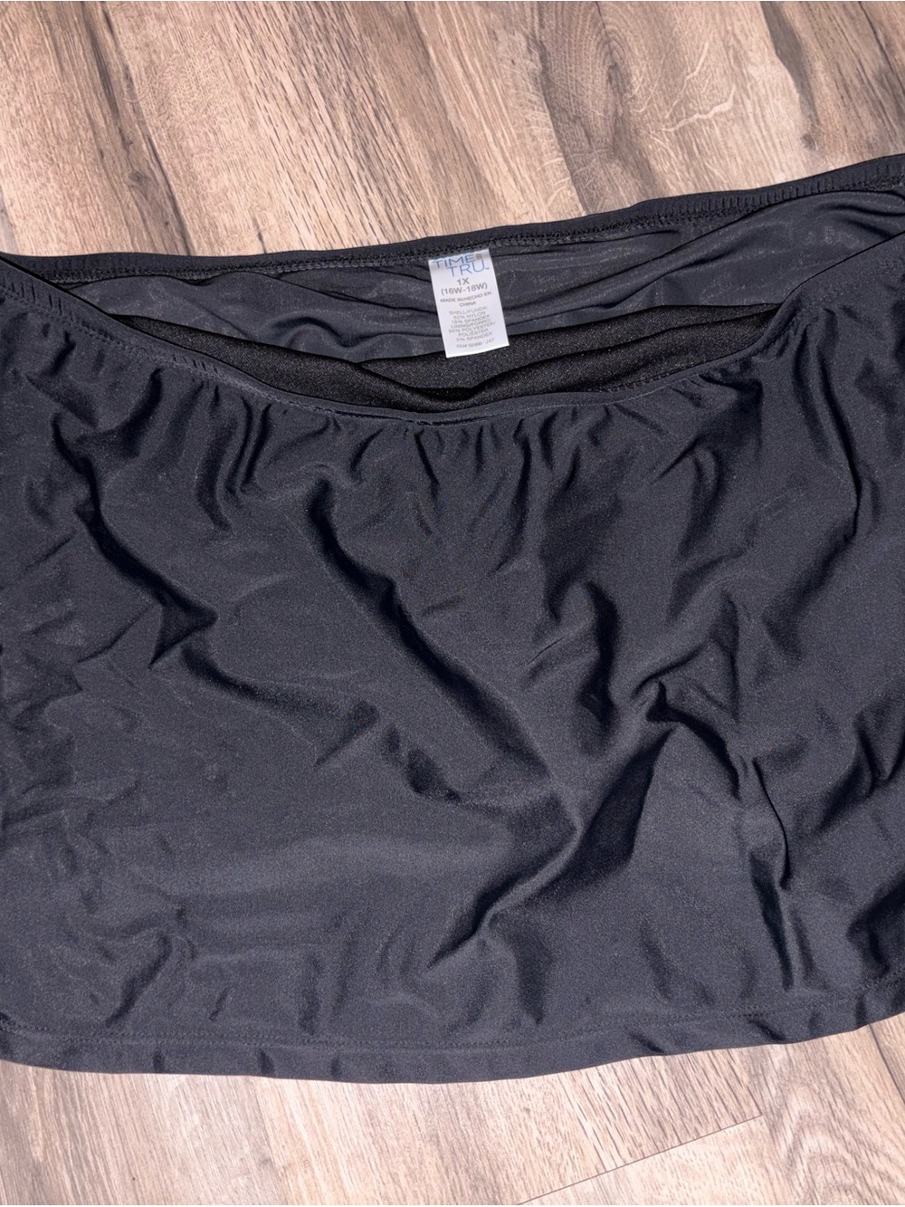 Time and Tru Black Stretch Swim Skirt